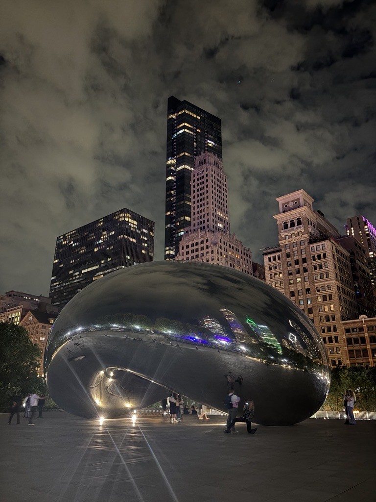 Cloud Gate in Millennium Park at night